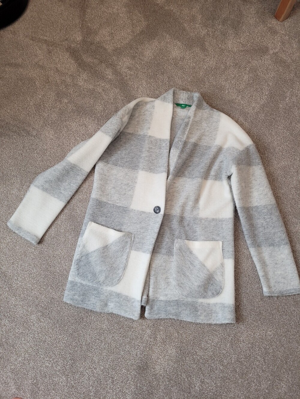 Dip Womens Fleece Grey And White Cardigan Jacket Size XS